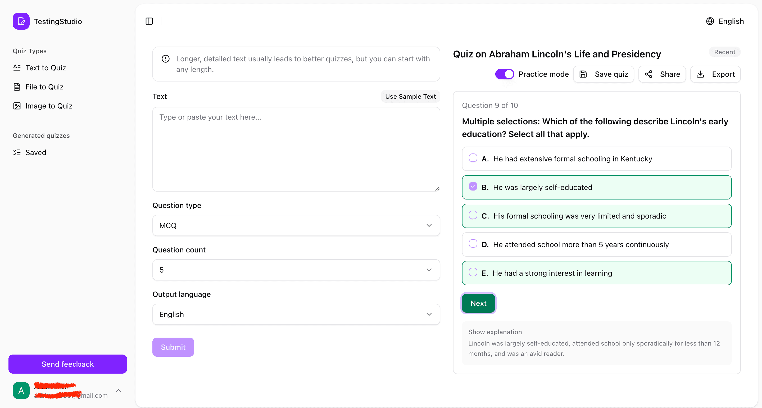 Practice mode preview